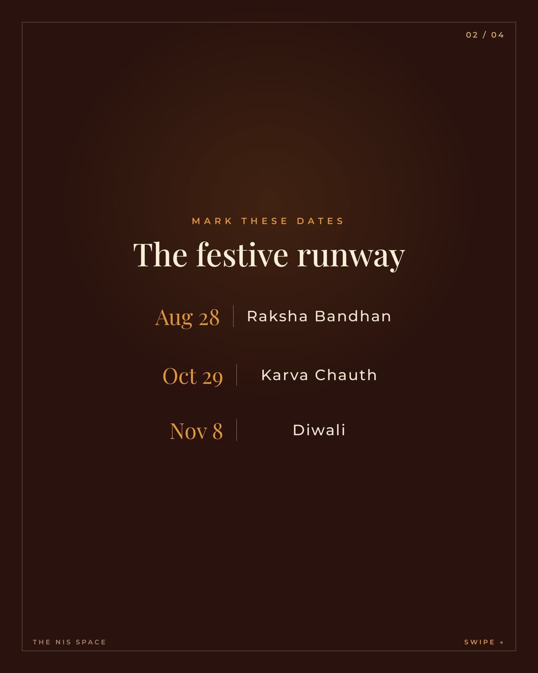 Your festive content calendar (Rakhi → Diwali) — slide 2 of 4